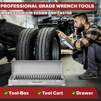 40PCS Modular Wrench Organizer Wrench Holder - Wrench Tool Organizers for Tool Drawer Storage, Wrench Storage Set with Metric & SAE Label, Wrench Rack Tool Gift for Professional Mechanics Men, Black