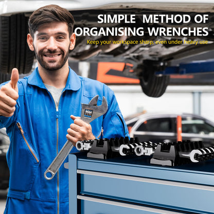 WAENLIR 48PCS Magnetic Modular Wrench Organizer Set-Tool Drawer Storage Rack with Metric&SAE Labels, Wrench Holder with Magnet, Perfect Tool Gift for Men, father, boyfriend, DIYers & Mechanics (Red)
