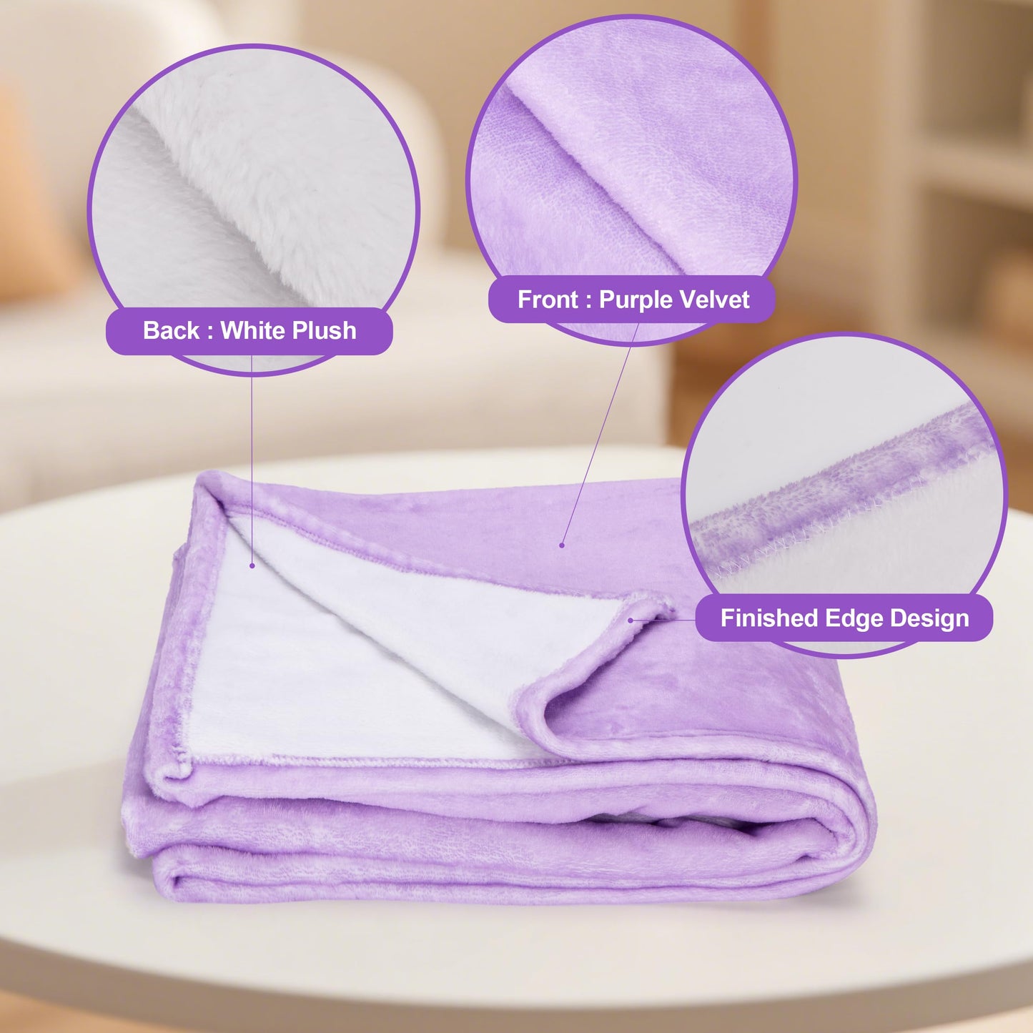 BABYSHEEP Blanket Super Soft Cozy, Lightweight Reversible Flannel Blanket, Warm Plush Throw Blanket for Couch, Sofa, Bed, Camping and Travel,Light Purple (Lavender