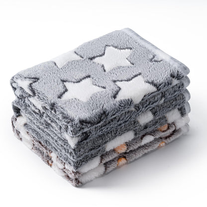 1 Pack 3 Blankets Super Soft Fluffy Premium Fleece Pet Blanket Flannel Paw Printed Throw for Dog Puppy Cat (Large 41x31'', Star, Bone, Love)