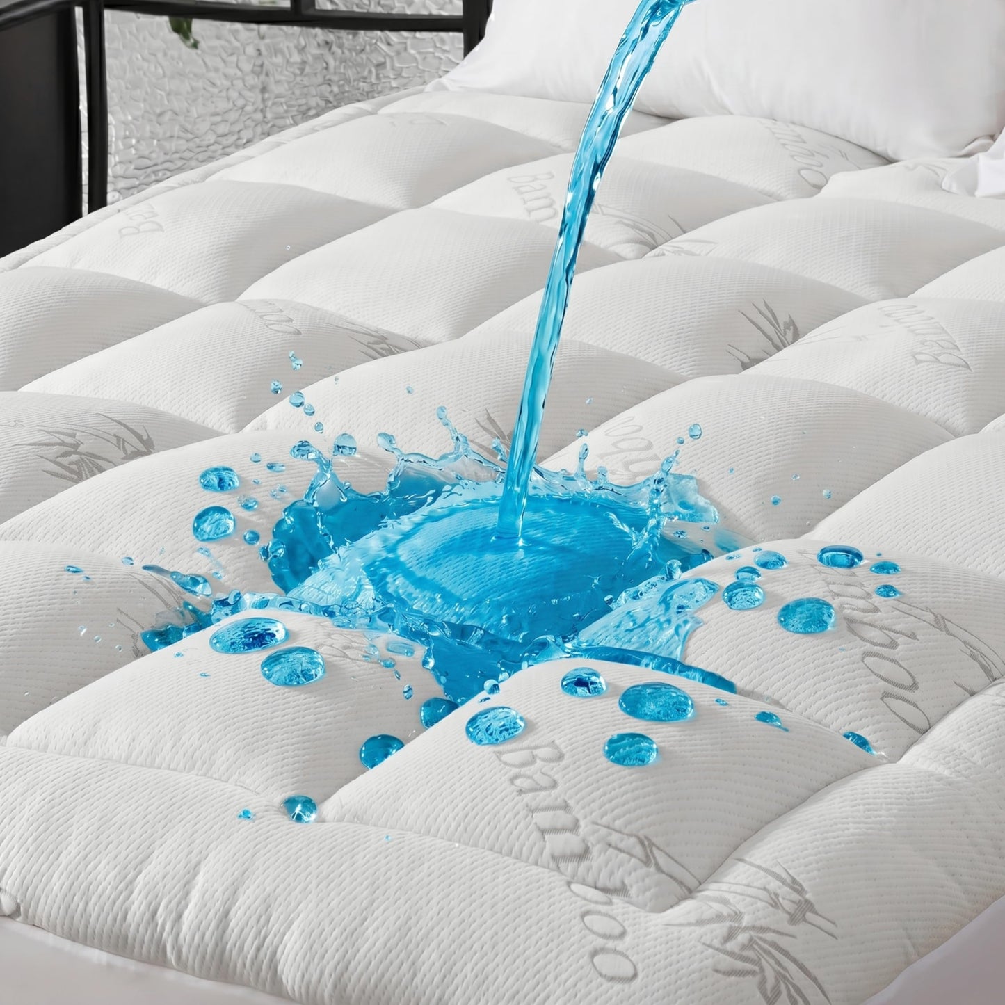 Ubauba 100% Waterproof King Size Mattress Topper, Viscose Made from Bamboo Pillow Top Mattress Protector for Back Pain Relief, Breathable Cooling Mattress Pad for Hot Sleeper, 8-21 Inch Deep Pocket