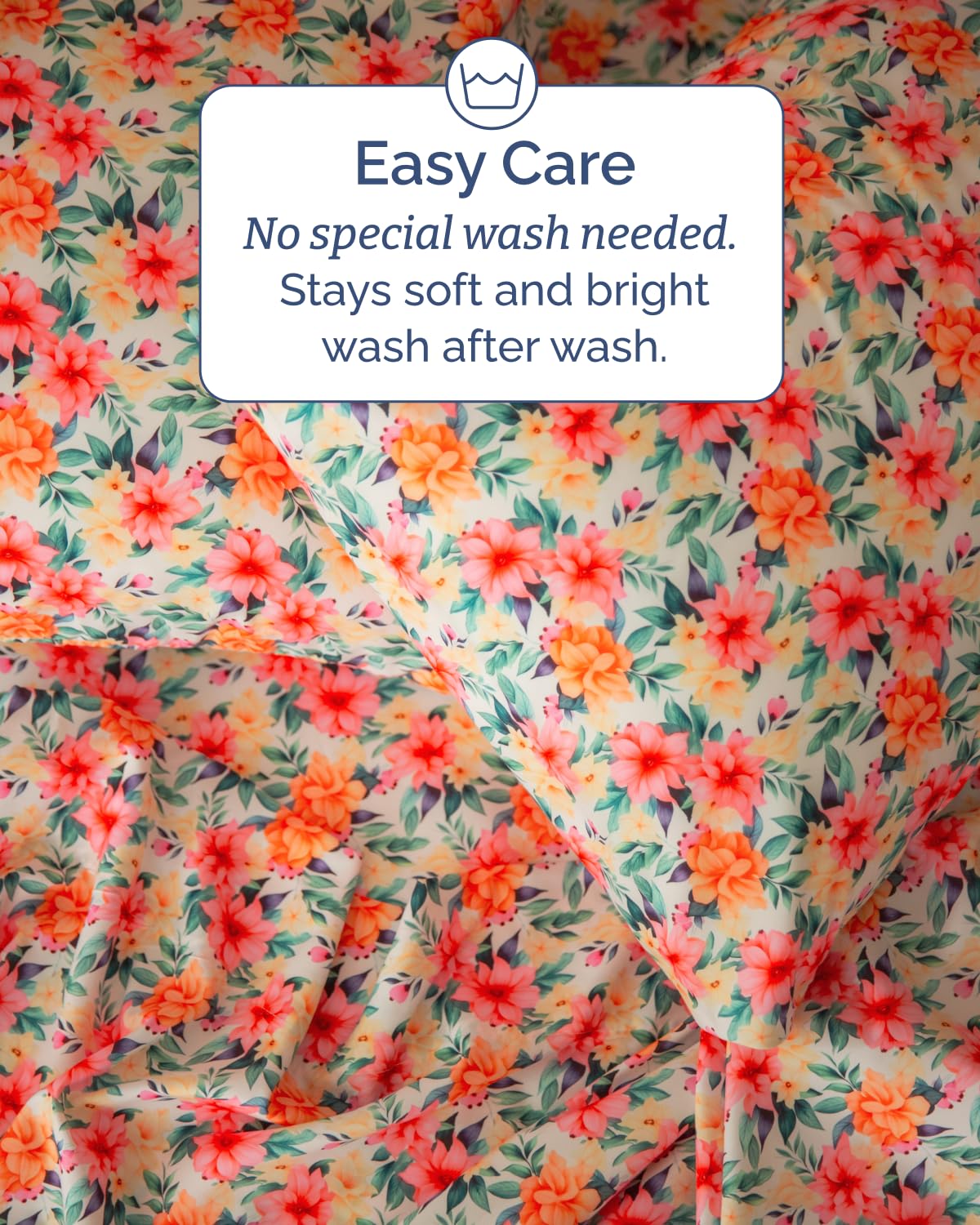 Floral Sheets - Flower Print Bed Sheet Set - 1 Flat, 1 Fitted & 2 Pillowcases w/ Deep Pockets - Comfy, Cozy, Wrinkle & Fade Free - Boho Botanical Bedding - Soft, Breathable & Cooling - Full Size Set