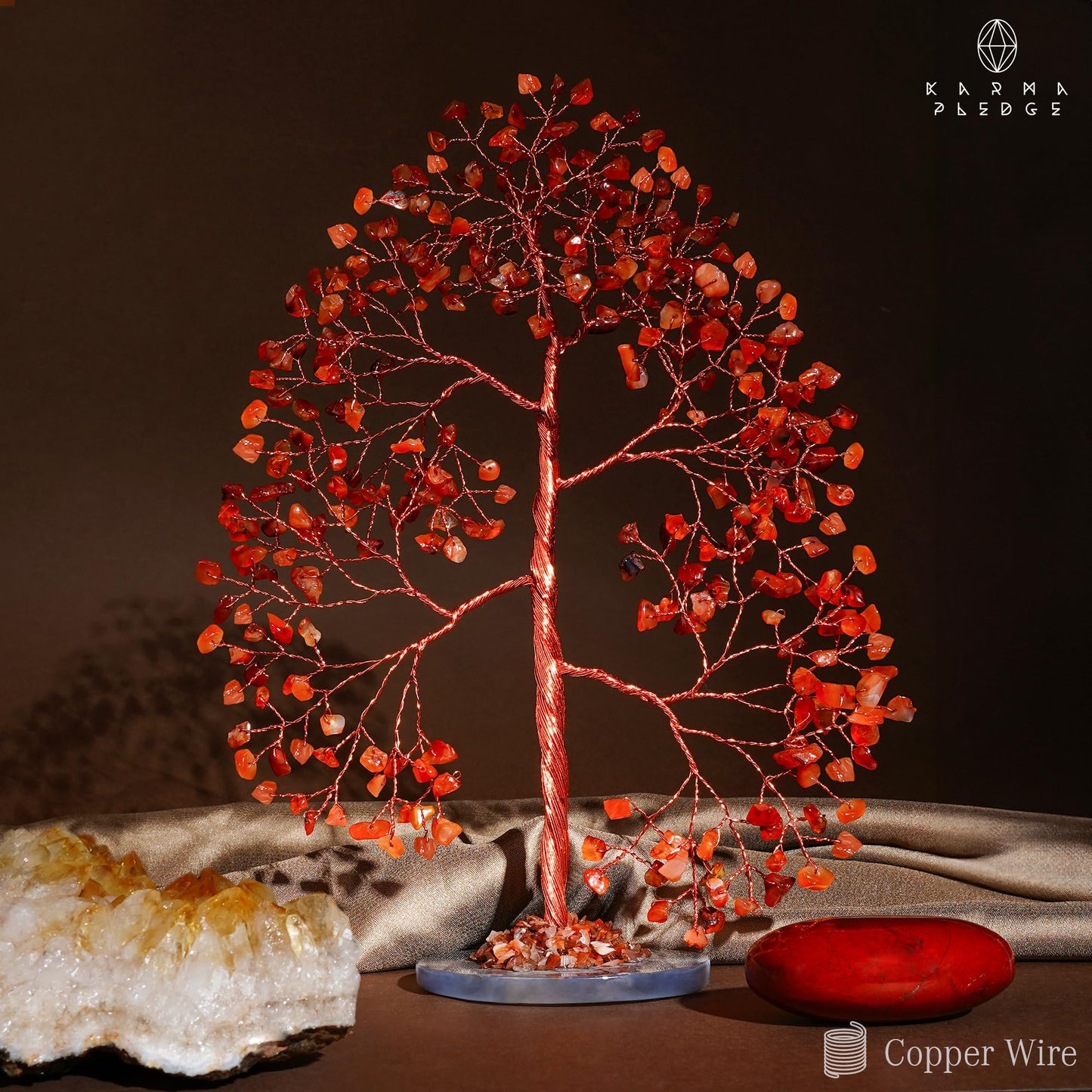 Crystal Tree of Life Birthday Gifts for Women, Men, Frineds, Handmade Carnelian Chakra Tree for Home, Room, Office Decor, Bring Money, Positivity, Reiki Healing, Good Luck, Gifts for Mom & Dad