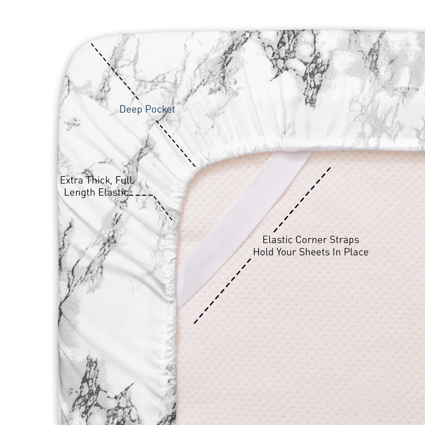 1500 Supreme Collection Extra Soft Marble Print 4-Piece Sheet Set- Luxury Bed Sheets Set with Deep Pocket Wrinkle Free Bedding, Queen Size