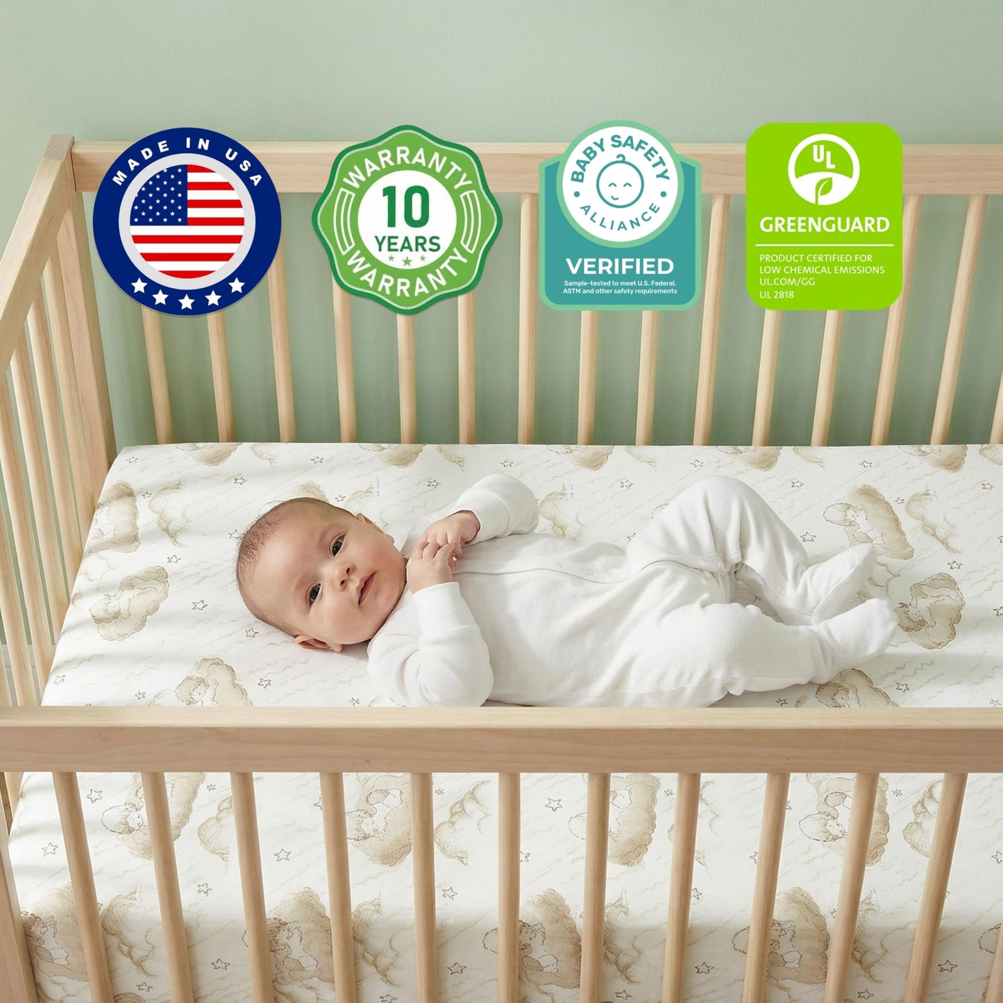 Dream On Me Little Lullaby 2-in-1 Crib Mattress, Dual-Sided for Infants & Toddlers, Waterproof Cover, GREENGUARD Gold Certified, Fits Full Size Crib & Toddler Bed, 52” x 28” x 5”