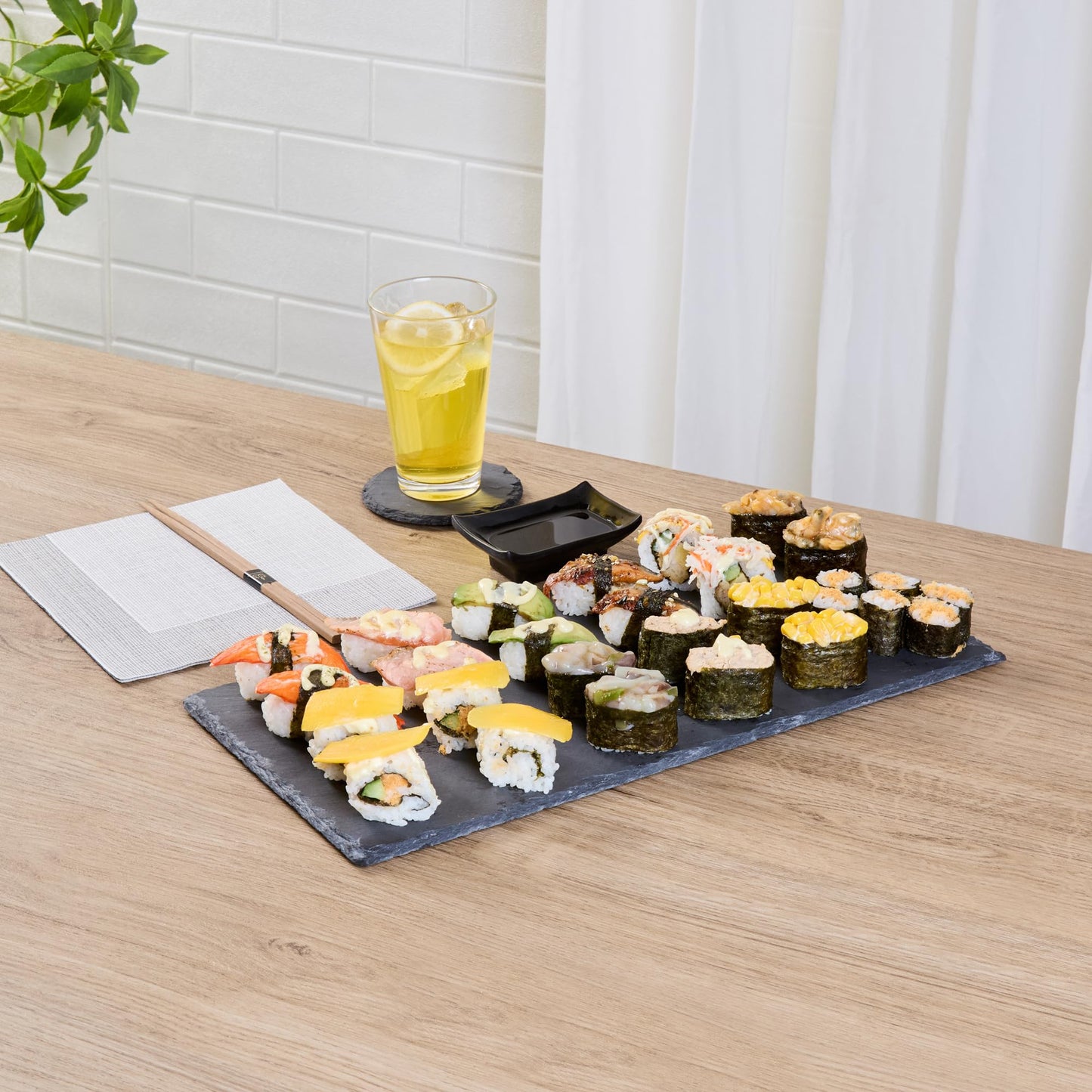 Restaurantware Rectangle Slate Platter 1 Count 15.7 x 7.8 Inch Scratch-Resistant Slate Cheese Board Modern Serving Tray Black Rustic Design for Charcuterie and Appetizers