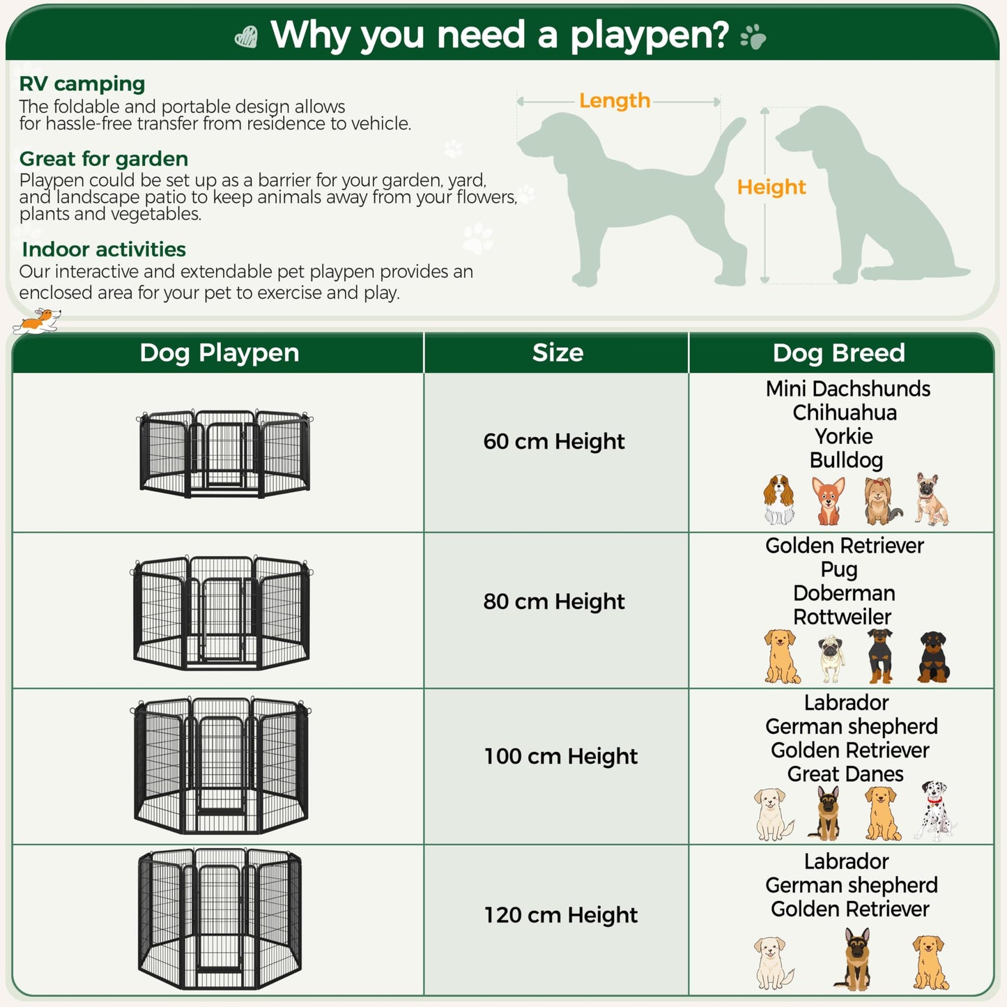 Yaheetech Lightweight Dog Playpen, 6 Panel 60cm Dog Fence Pet Exercise Pen Portable Puppy Play Pen Suitable for RV/Camping
