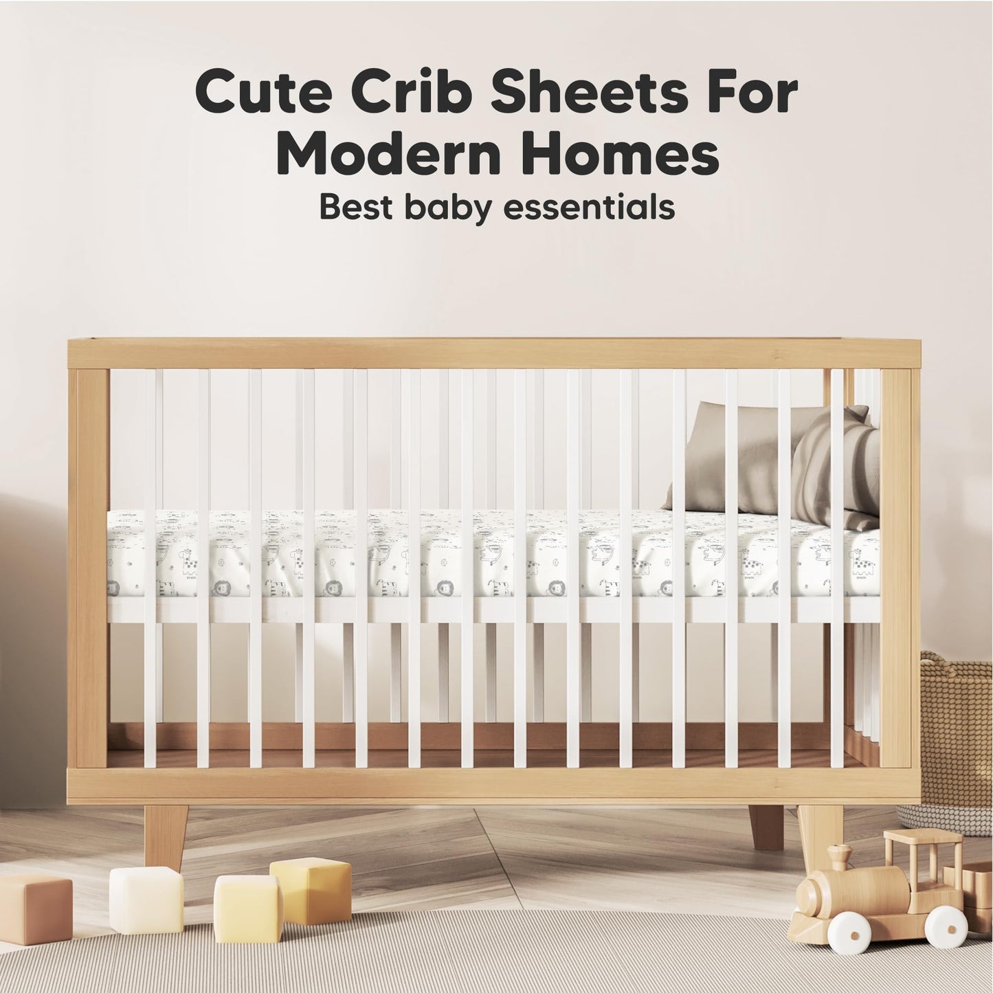 KeaBabies 2-Pack Organic Cotton Crib Sheets for Boys, Girls - 52x28 Fitted Crib Mattress Sheet Neutral, Breathable Cover for Baby Bed Set, Toddler Mattress, Soft & Cute Prints (KeaSafari)