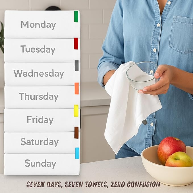 Premium Cotton Kitchen Towels Set of 7 – Ultra Absorbent & Soft Dish Towels