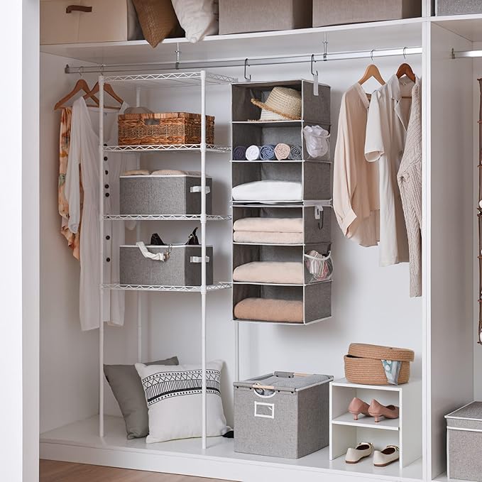 StorageWorks 6-Shelf Jumbo Closet Organizers, Two 3-Shelf Separable Hanging