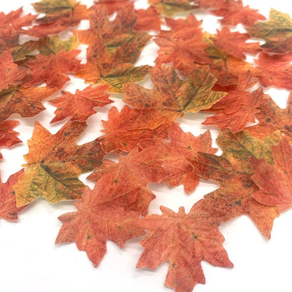 Weraru 90 Pcs Edible Fall Leaves Gold Leaf Cupcake Toppers, For your Party Cake Toppers Decoration