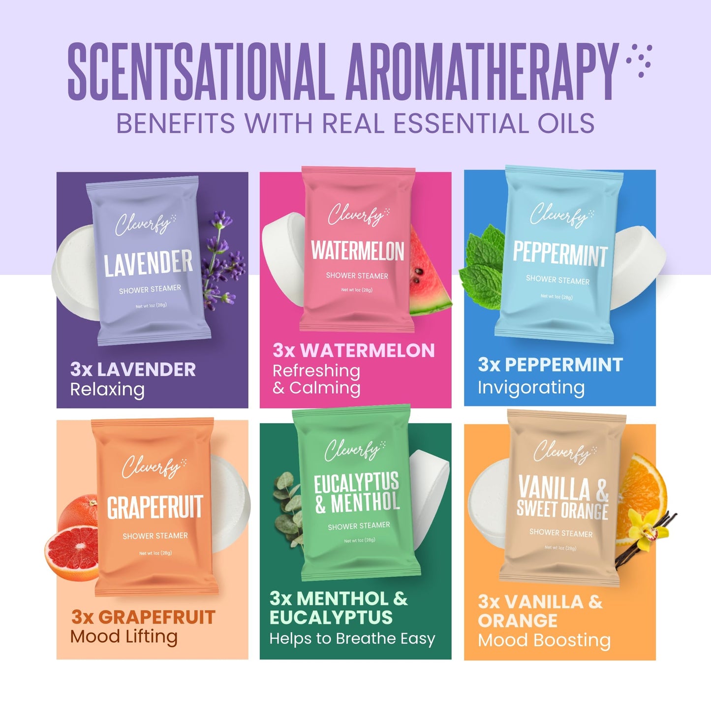 Cleverfy Shower Steamers Aromatherapy - Valentines Day Gifts for Her, Him, Women, Daughter, Mom, Girlfriend, Wife, Teen Girls and Boys - Valentines Gifts for Her, Him, Women and Men - 6 Tablets