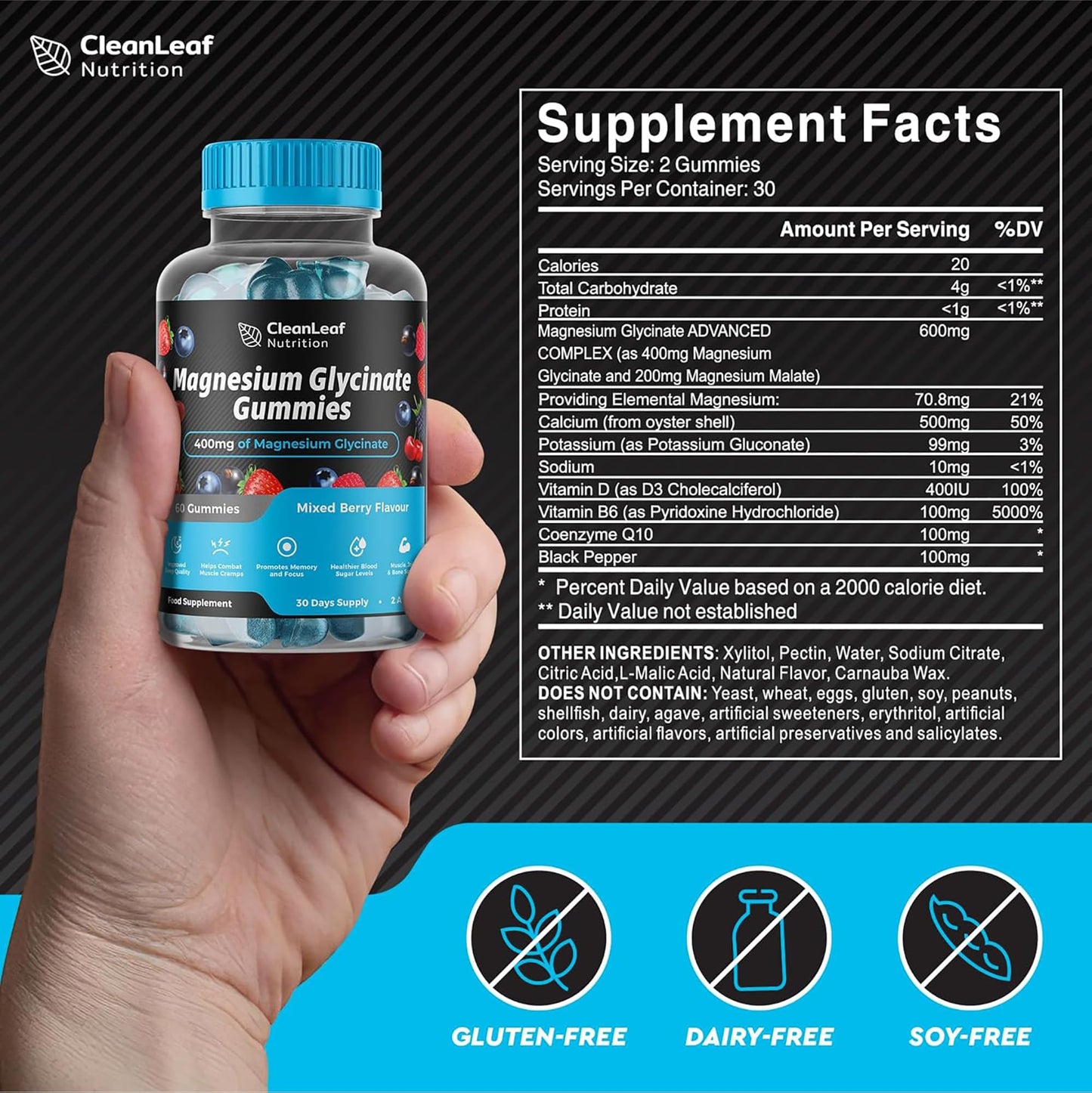 Magnesium Glycinate Twin Pack Gummies - 400mg High Absorption Formula for Sleep, Stress Relief & Muscle Health - Mixed Berry Flavor, Non-GMO, 60-Day Supply for Adults