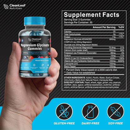 Magnesium Glycinate Twin Pack Gummies - 400mg High Absorption Formula for Sleep, Stress Relief & Muscle Health - Mixed Berry Flavor, Non-GMO, 60-Day Supply for Adults