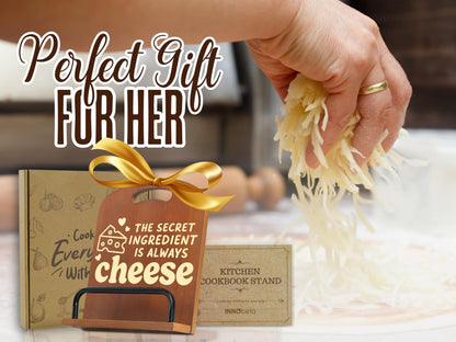 InnoBeta Cheese Gifts for Cheese Lovers, Cookbook Stand for Kitchen Counter, Perfect Gifts for Cheese Lovers on Birthday, Adjustable Tablet Recipe Book Holder, Unique Kitchen & Dining Decor