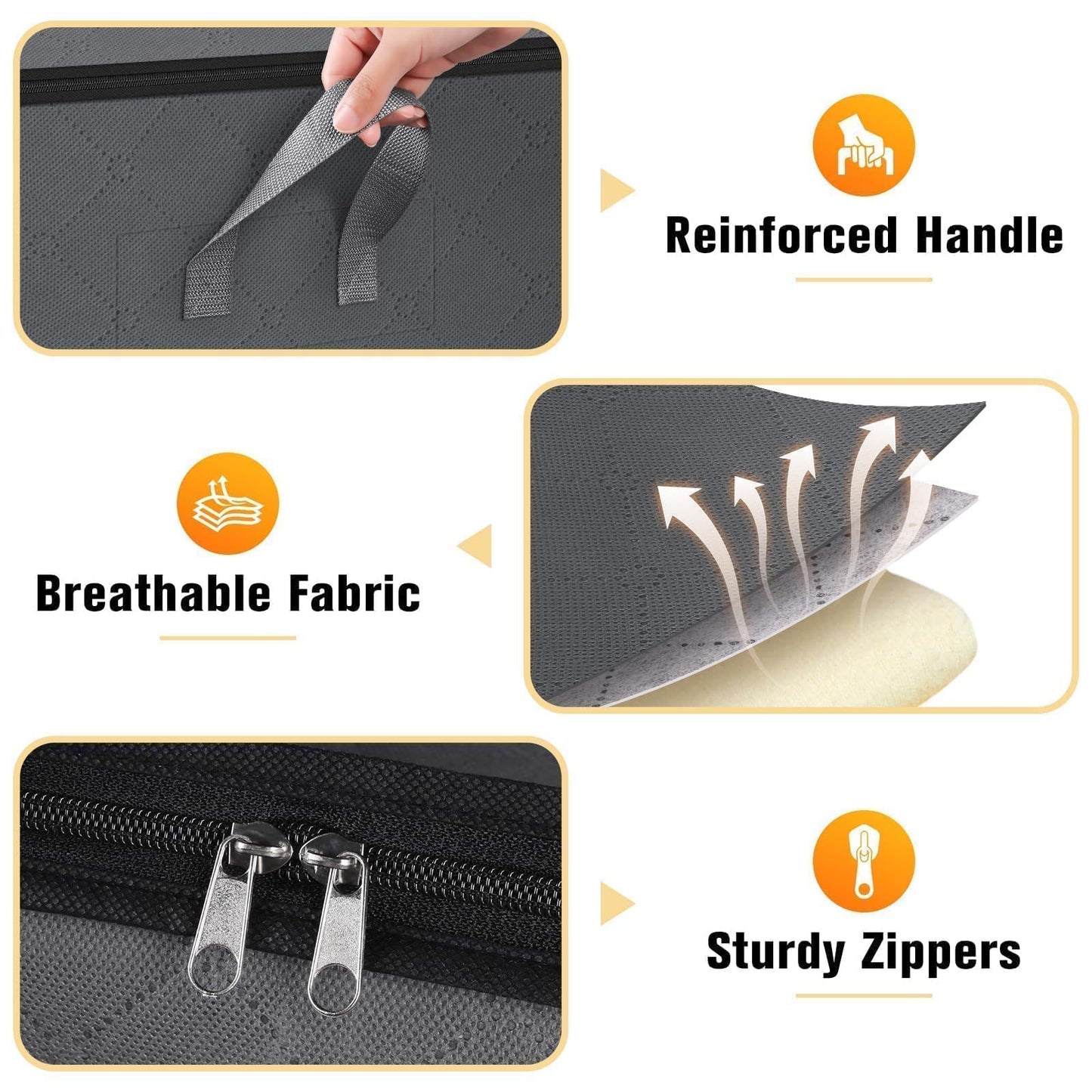 SpaceTrove Clothes Storage Bags, 6-Pack Comforter Blanket Organizers, 80L Large Capacity Containers with Visual Window for Clothing, Quilt, Sheet, Pillow, Closet Organization for Bedding (Grey)