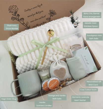 Get Well Soon Gift Basket- Relaxation, Birthday,Mothers Day /Self Care Package, After Surgery recovery, Sympathy Gift for Loss of Loved One, Thinking of You Gift Set, Grief/Miscarriage Gift for Women