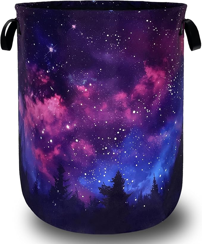 Personalize Galaxy Laundry Basket Oxford Cloth Foldable Forest Starry Sky