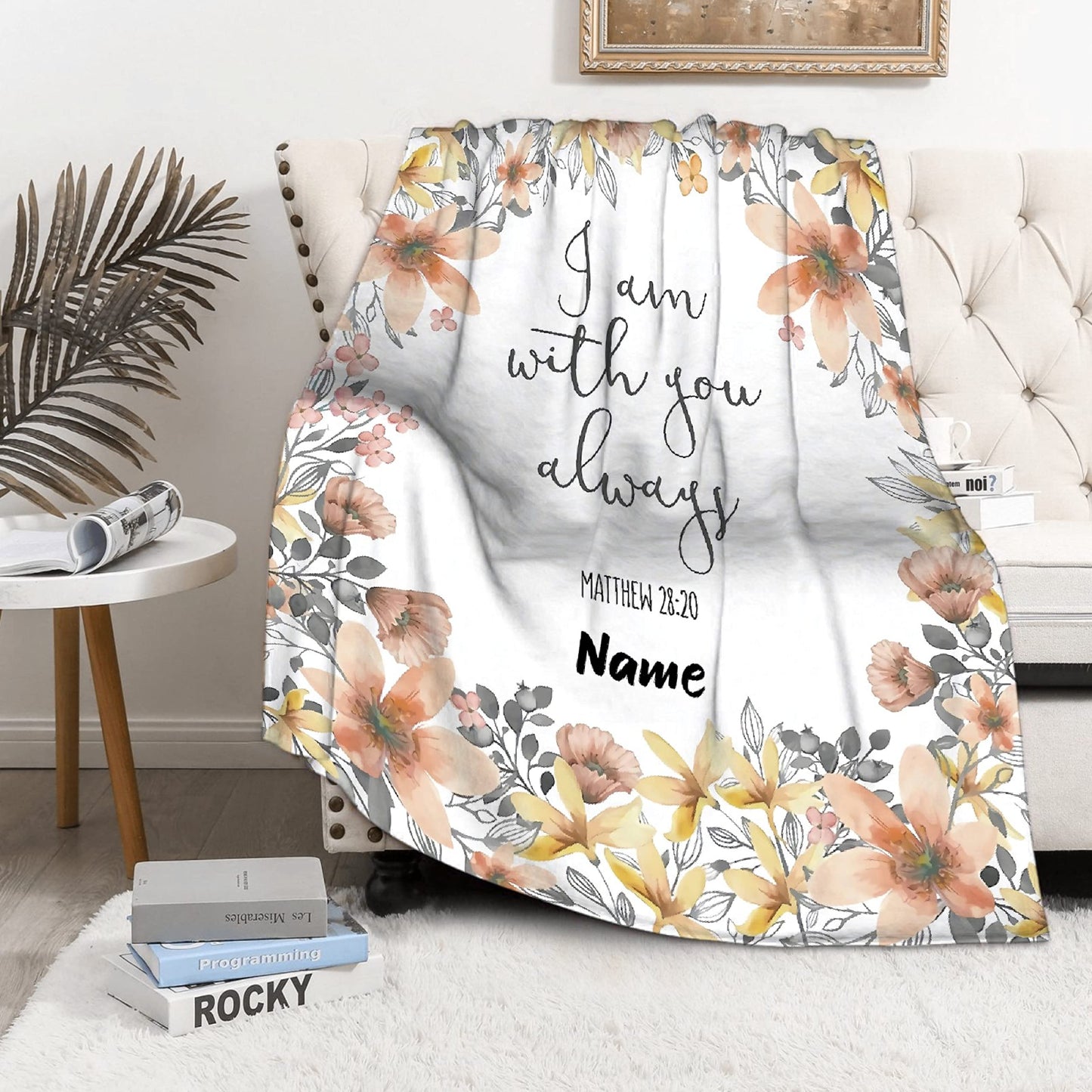 AMITAYUS Custom Bible Verse Blanket with Name - Personalized Christian Gifts for Women Customized Religious Sympathy Inspirational Spiritual Throw Gift for Family Friends 50" x40 '' Small