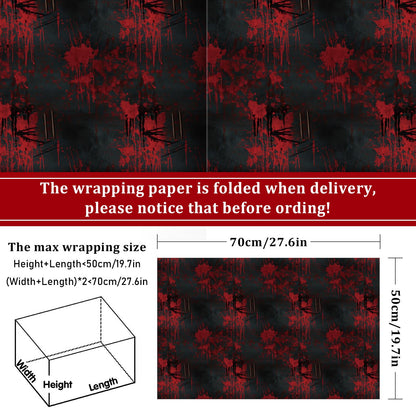 Whaline 12 Sheets Halloween Bloody Wrapping Paper - Not Roll - Scary Blood Splash Gift Wrap Paper Folded Flat for DIY Crafts Holiday Horror Spooky Eve Night Party, 19.7 x 27.6 Inch