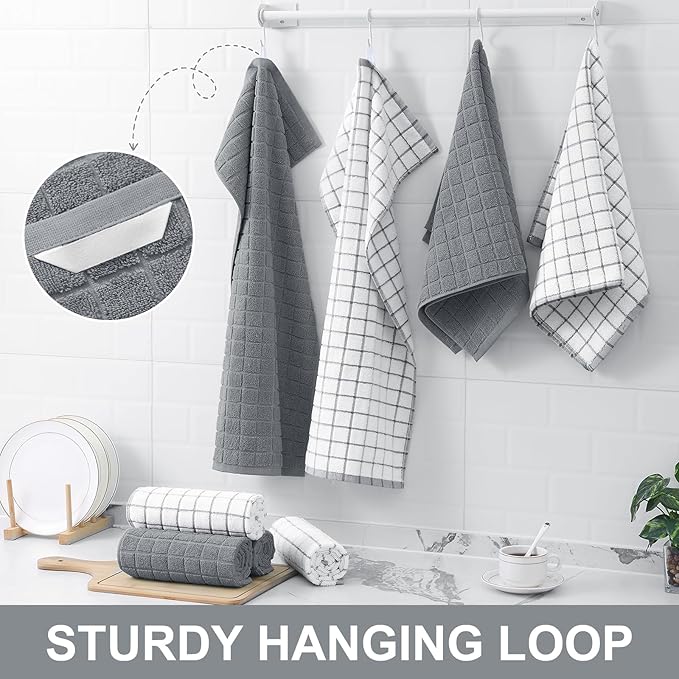 Homaxy Premium Cotton Kitchen Towels 16"x 28", Large Natural Ring Spun 390 GSM