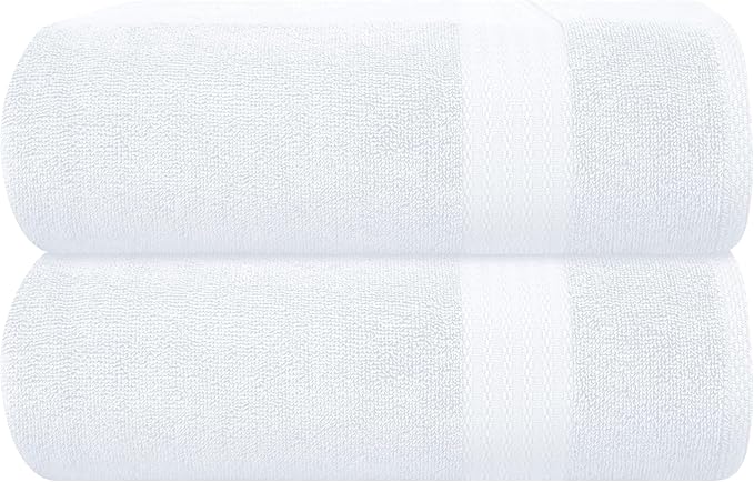 GLAMBURG Premium Cotton Oversized 2 Pack Bath Sheet 35x70-100% Pure Cotton