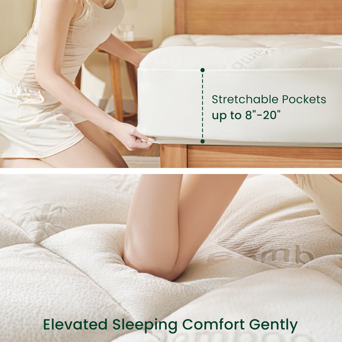 Love's cabin King Mattress Topper Viscose Derived from Bamboo, Thick Pillow Top Mattress Pad with Stretchable Pockets for 8"-20" Mattress, Soft Breathable Cooling Mattress Topper for Hot Sleepers