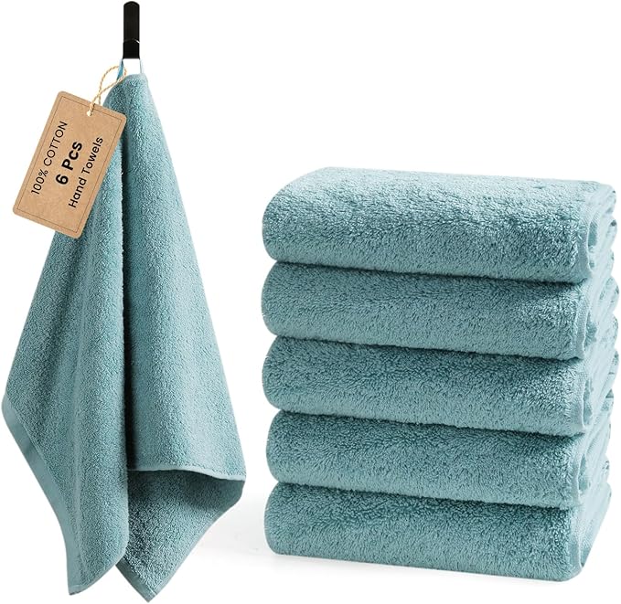 SEMAXE 6-Pack Blue Hand Towels
