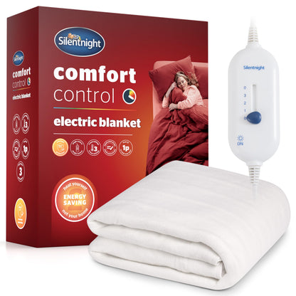 Silentnight Comfort Control Electric Blanket Double - Heated Electric Underblanket with 3 Heat Settings, Fast Heat Up, Overheat Protection and Easy Fit Straps - Machine Washable - Double 135x120cm