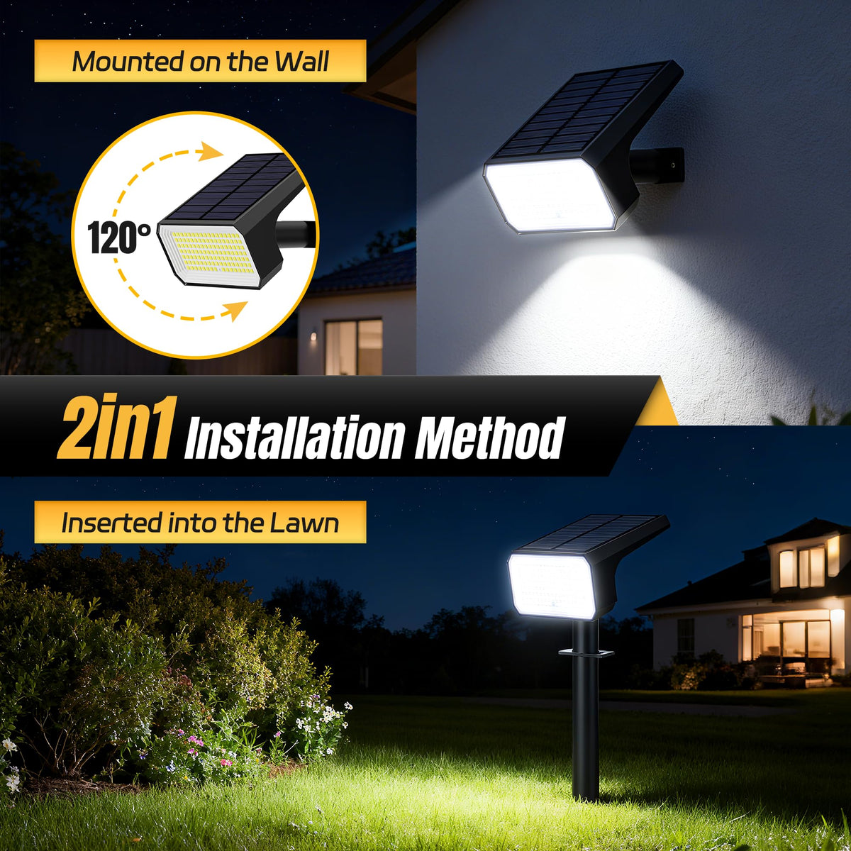 Flaow Solar Spot Lights Outdoor, [10 pack/118 LED] 4 Modes Auto On/Off Solar Landscape Spotlights, Ip67 Waterproof Solor Powered Pathway Lights for Outside Yard Garden Walkway Tree Patio (Cool White)