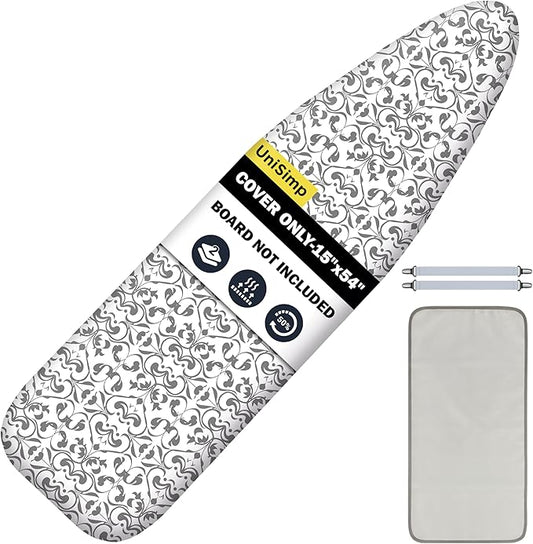 Ironing Board Cover and Pad 15"x54" Extra Thick Natural Cotton, Scorch and