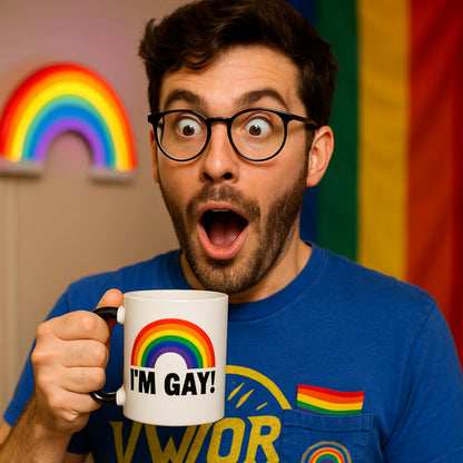 I'm Gay Rainbow Heat Change Mug - Funny Rude Mug - Message Appears as it Heats - Perfect Novelty Gag Gift, best funny gifts and pride accessories