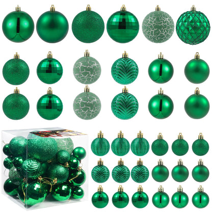 LANGXUN 36pcs Emerald Green Christmas Tree Decorations Balls, Bolas De Navidad, 2025 Christmas Decor, Indoor Outdoor Shatterproof Christmas Ornaments, Xmars Party Wedding Suppiles