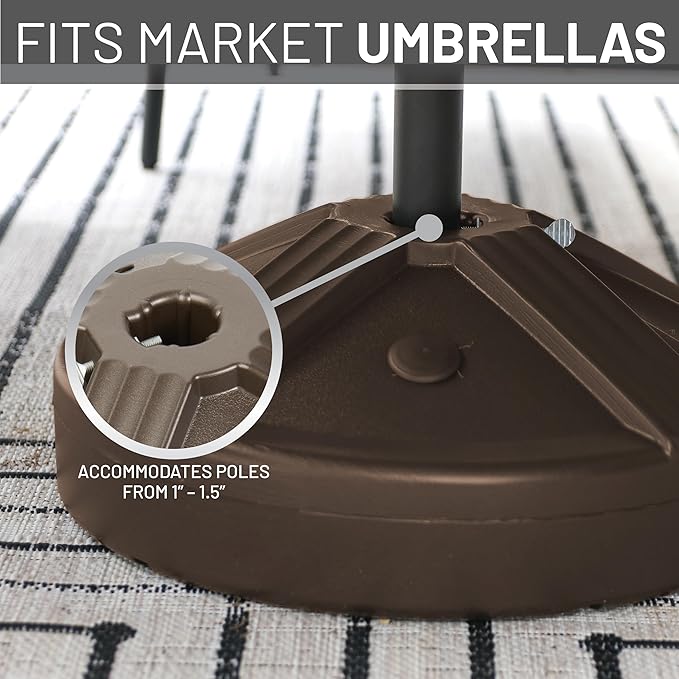US Weight Durable Fillable Umbrella Base for Patio Table - 50 Pound Capacity Heavy Duty Adjustable Stand for Outdoor Umbrellas - Made in The USA
