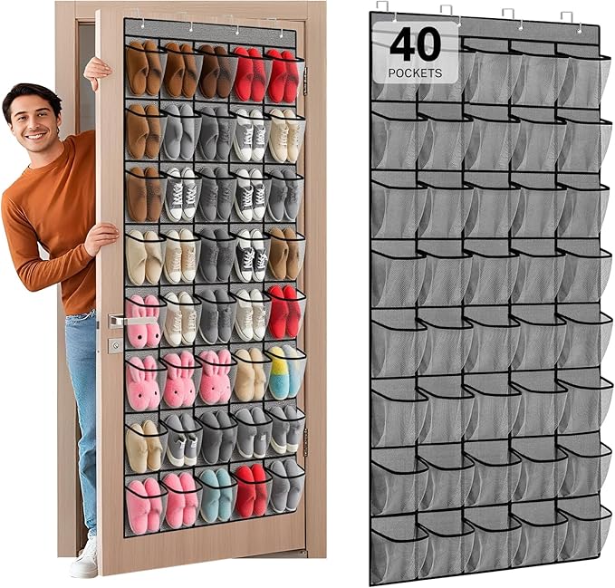 40-Pocket Over the Door Shoe Organizer