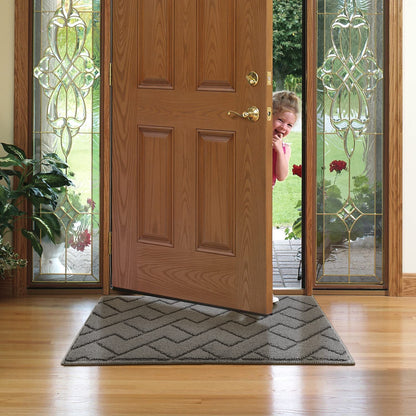 Biscpro Door Mats Indoor, Dirt Trapper Mat Absorbent Non-Slip Low Profile Doormat for Entrance, Inside, Kitchen, Front Door Mat Washable for Pets and Dogs— 50x80 cm, Grey