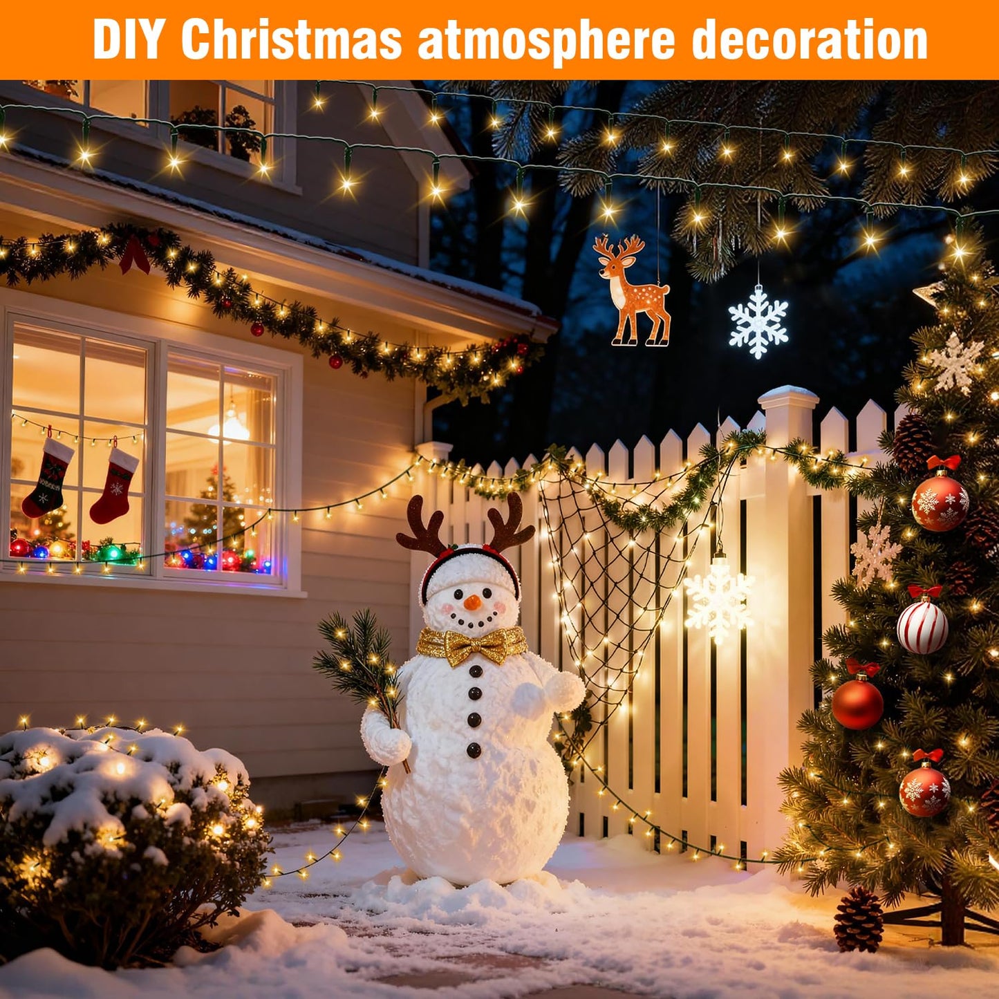 Nisocy 200 LED Christmas Connectable String Lights Outdoor Waterproof – Warm White Fairy Lights with Plug, Tree Lights for Patio, Garden, Bedroom, Wedding, Party, Decor (66FT)