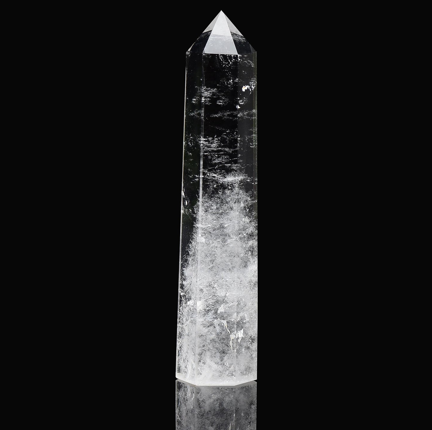 WUYOUSHI Large Clear Quartz Healing Crystal Tower 5.9-6.69" Natural Crystal Wand 6 Faceted Chakra Crystal Point Reiki Meditation Therapy