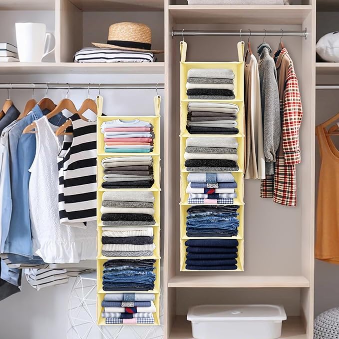 Posprica Interchangeable Hanging Closet Organizer – 6 Slim Tiers or 3 Spacious