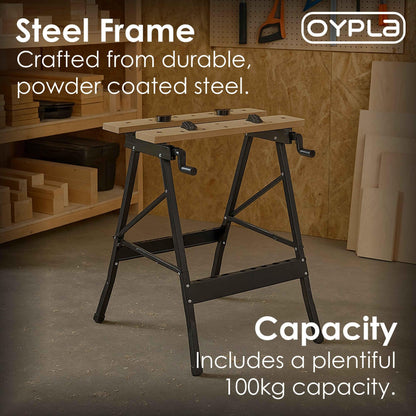 Oypla Folding Foldable Trestle Work Bench Workbench Portable 100kg