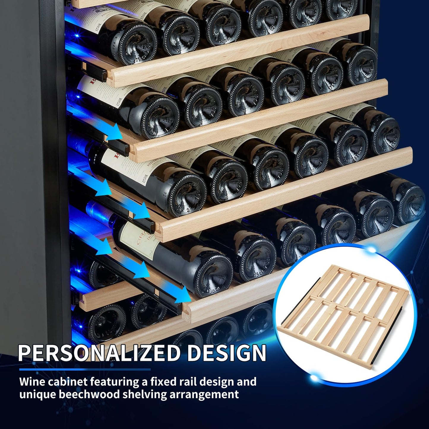 ORYMUSE Large 200 Bottle Wine Fridge - 24 Inch Wine Cooler Refrigerator, Freestanding and Built-in Design, Upgraded Compressor Cooling, Intelligent Temperature Memory