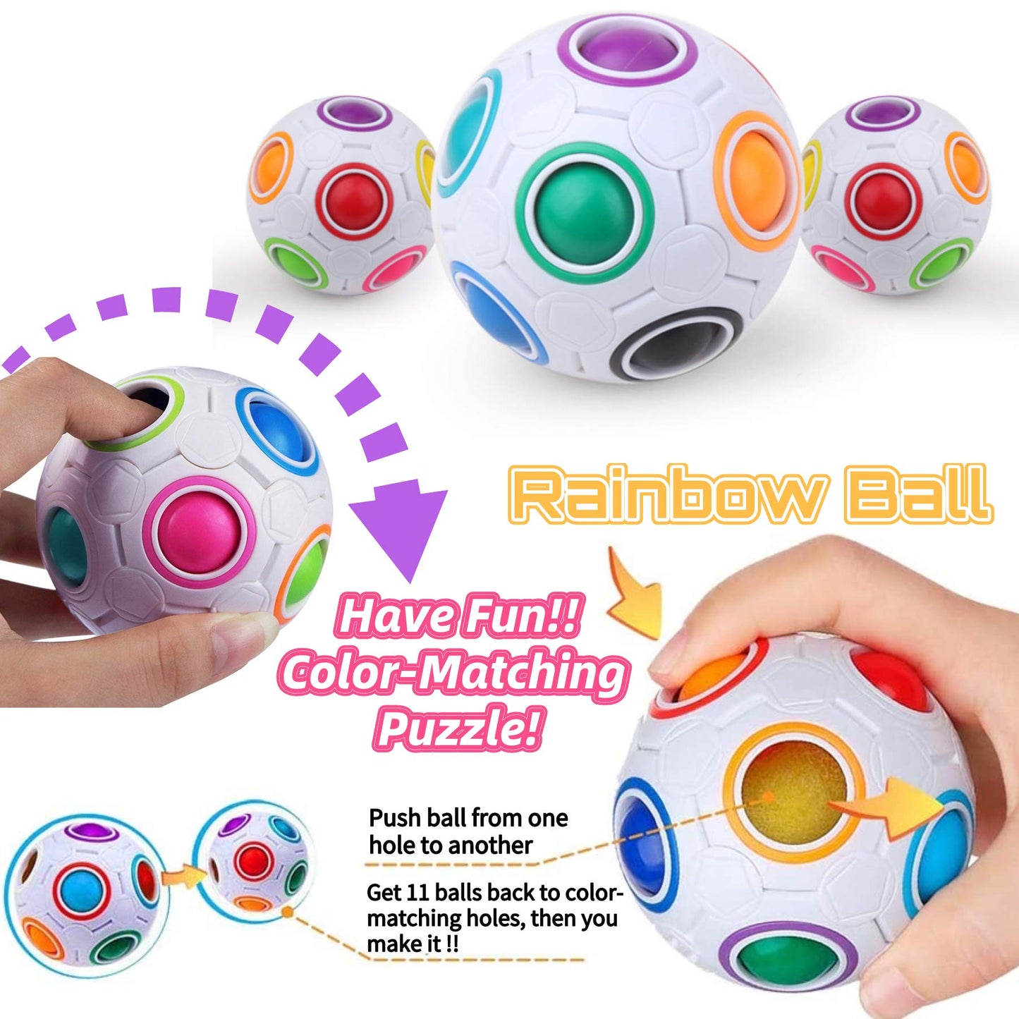 Chennyfun Fidget Toy Set, 26PCS With Box Fidget Toys Pack, Sensory Toys for Autism ADHD, Fidget Toy in Magic Burger Cube, Rainbow Ball Relaxing Entertainment Birthday Gift for Kids Adults