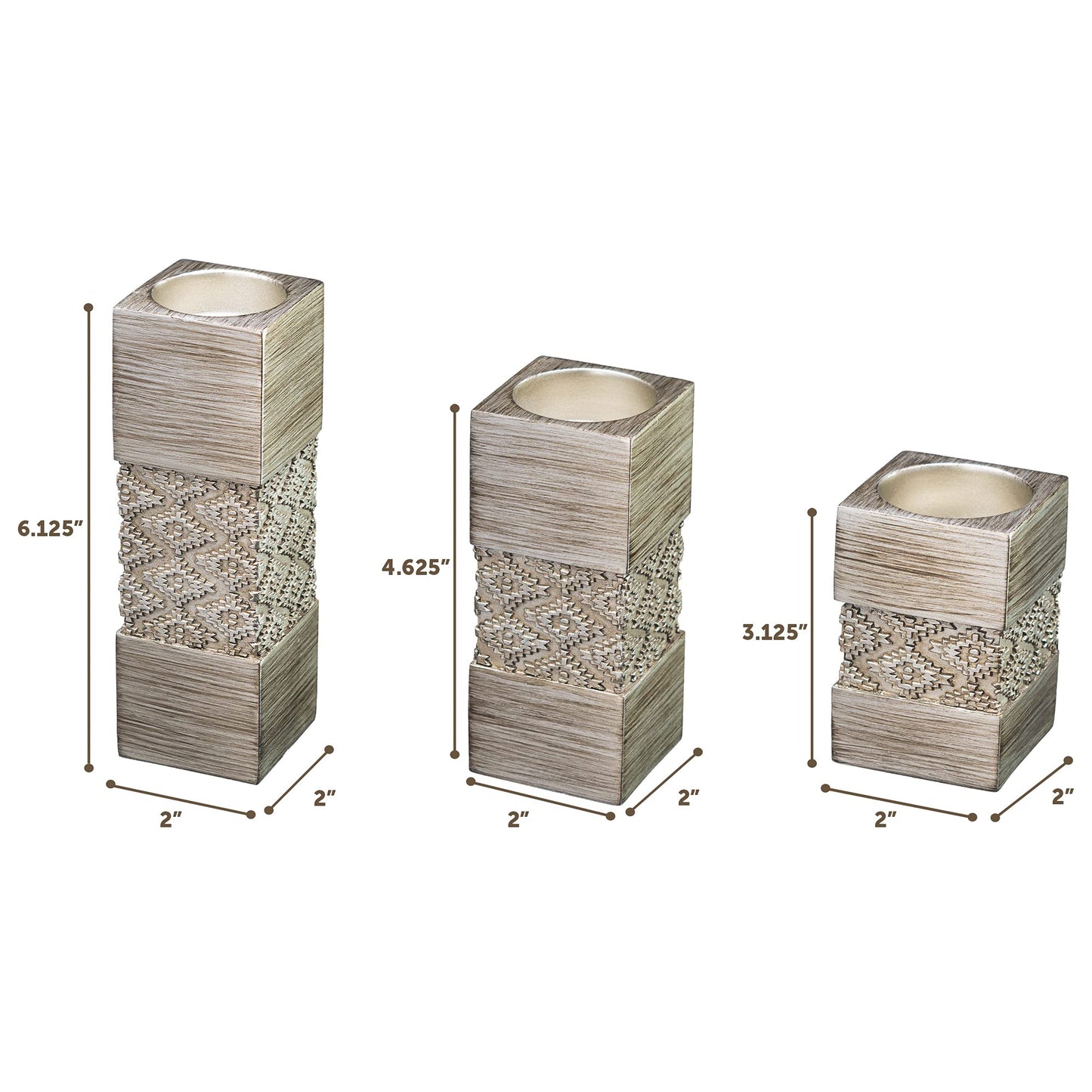 Creative Scents Dublin Silver Small Tealight Candle Holder Set of 3 - Centerpiece for Living Room and Dining Room Table Decor, Coffee Table Decor, Ideal for Fireplace, Entrance or Bathroom