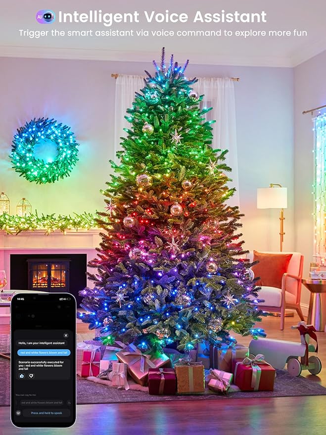 Smart Color Changing Christmas Lights with Remote & APP, 175FT 500 LED RGB Dimmable Christmas String Lights, Waterproof Fairy Twinkle Light for Indoor Outdoor Xmas Tree Wedding Holiday Decorations