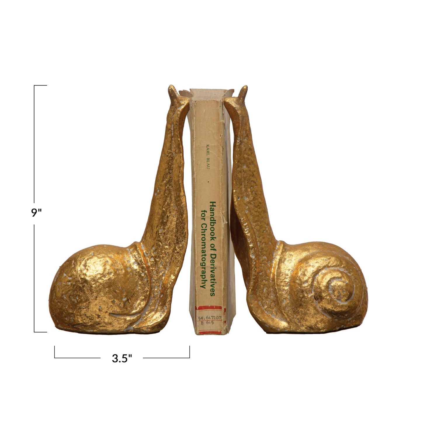 Creative Co-Op Decorative Distressed Cast Metal Snail Bookends, Gold