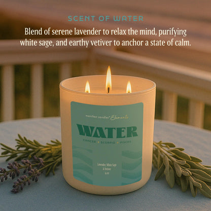Large 14.5oz 3 Wick Zodiac Water Cancer Pisces Scorpio Zodiac Gifts for Women - 60 Hour Burn - Astrology Gifts for Women, Healing Manifestation Spiritual Candles, Intention Meditation Candle