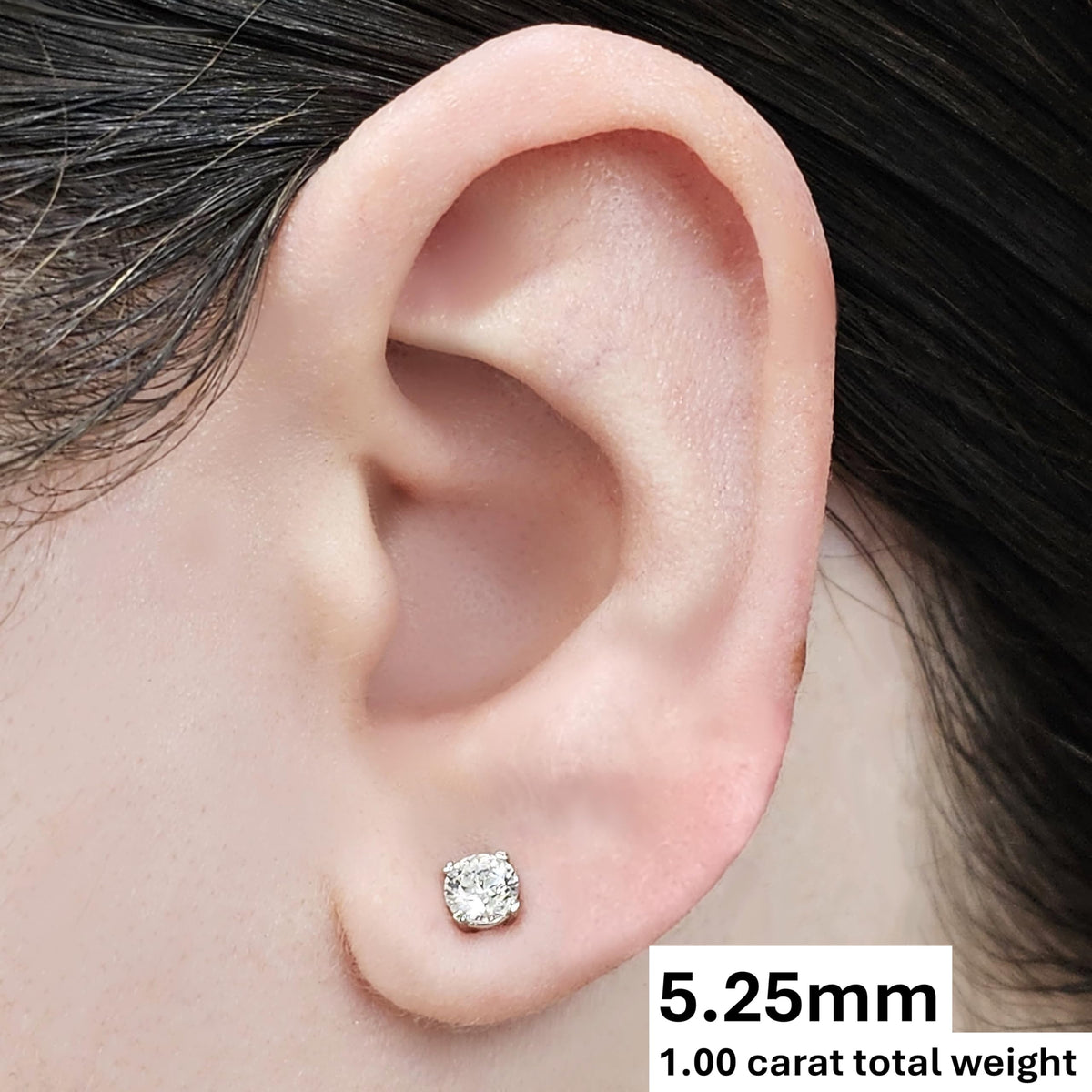 Central Diamond Center 14K Solid Gold Post & Sterling Silver Made with Swarovski 4 Prong CZ Stud Earrings - Rose Gold Plated - 5.25mm - 1.00cttw