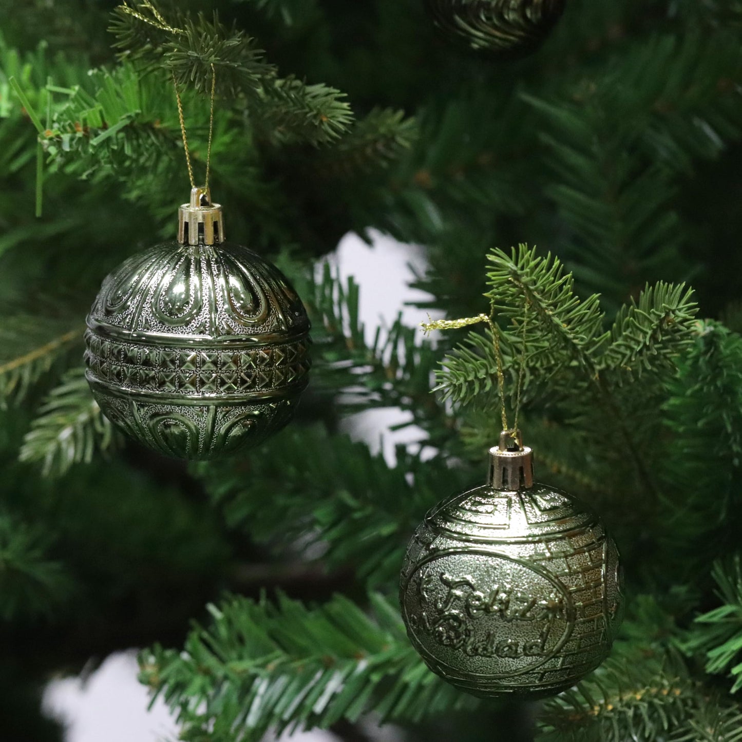 Christmas Ornaments Set with 36pcs Shatterproof Christmas Tree Decorations Multi-Size Christmas Ball Ornaments with 7 Styles Dark Green