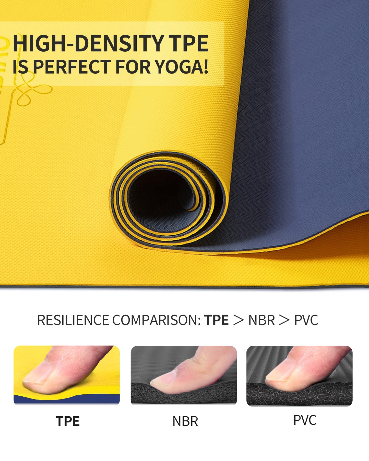 CAMBIVO Yoga Mat for Women Men Kids, 1/3 & 1/4 & 2/5 Inch Extra Thick Yoga Mat Non Slip, 72" x 24" TPE Yoga Mats, Workout Mat with Carrying Strap for Yoga, Pilates and Floor Exercises