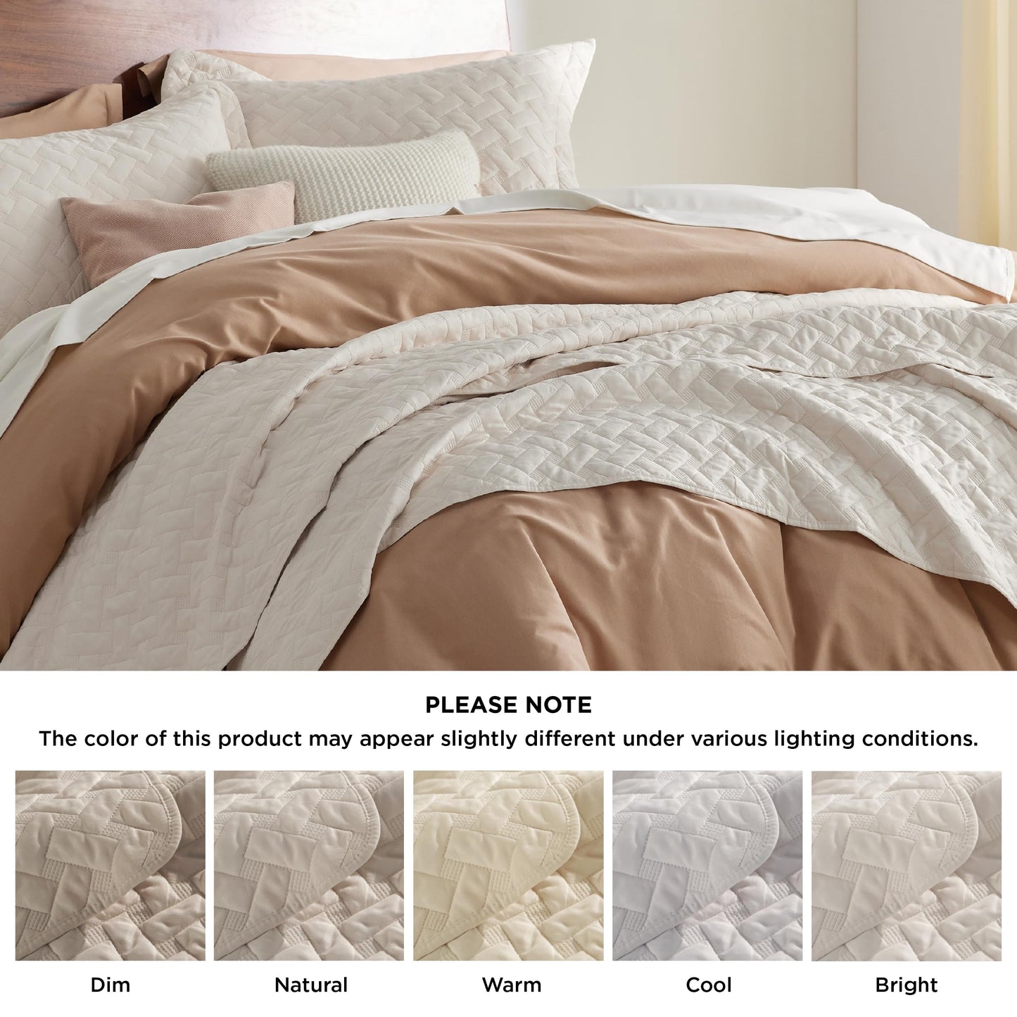 Bedsure Quilts Queen Size - Lightweight Bedspreads Queen Size with Basket Weave Pattern, Soft Quilt Bedding Set, Beige Comforter Set Coverlet for All Seasons with 2 Pillow Shams (90" x 96")
